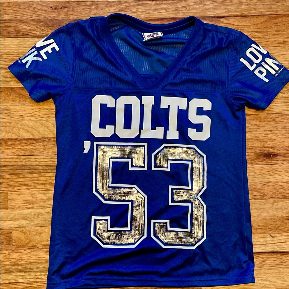 PINK Victoria's Secret Blue Colts NFL Jersey Top